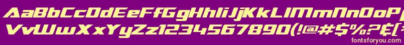 フォントSF TransRobotics Extended Italic – 紫の背景に黄色のフォント