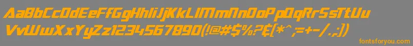 フォントSF TransRobotics Italic – オレンジの文字は灰色の背景にあります。