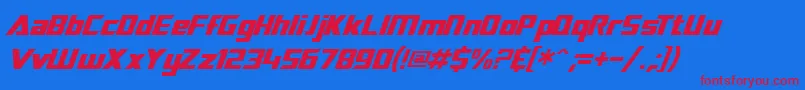 SF TransRobotics Italic Font – Red Fonts on Blue Background