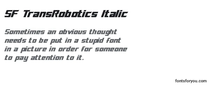 Schriftart SF TransRobotics Italic