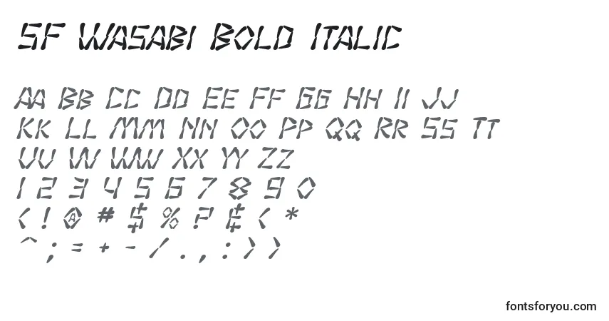 A fonte SF Wasabi Bold Italic – alfabeto, números, caracteres especiais