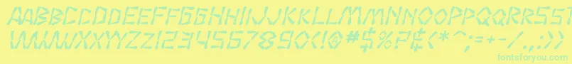 フォントSF Wasabi Bold Italic – 黄色い背景に緑の文字