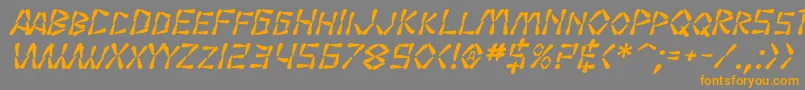 Weitere Informationen zur SF Wasabi Bold Italic-Schriftart SF Wasabi Bold Italic-Schriftart – Orangefarbene Schriften auf grauem Hintergrund