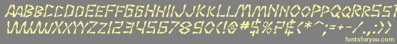 Fonte SF Wasabi Bold Italic – fontes amarelas em um fundo cinza