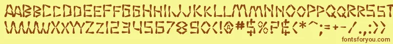 フォントSF Wasabi Bold – 茶色の文字が黄色の背景にあります。