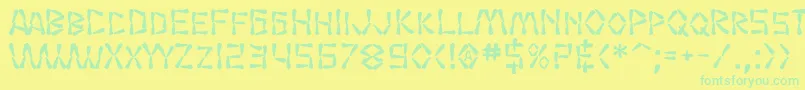 フォントSF Wasabi Bold – 黄色い背景に緑の文字