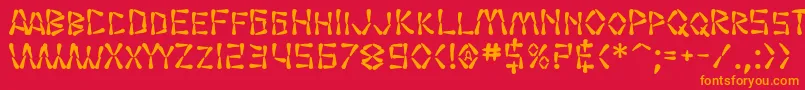 SF Wasabi Bold-Schriftart – Orangefarbene Schriften auf rotem Hintergrund