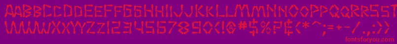 Czcionka SF Wasabi Bold – czerwone czcionki na fioletowym tle