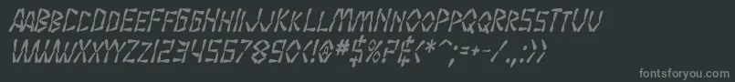 フォントSF Wasabi Condensed Bold Italic – 黒い背景に灰色の文字