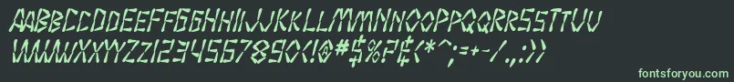 フォントSF Wasabi Condensed Bold Italic – 黒い背景に緑の文字