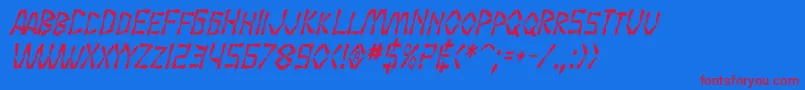 SF Wasabi Condensed Bold Italic Font – Red Fonts on Blue Background