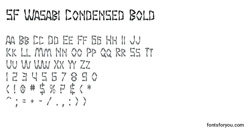A fonte SF Wasabi Condensed Bold – alfabeto, números, caracteres especiais