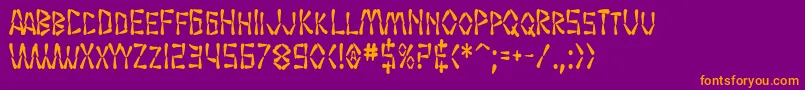 SF Wasabi Condensed Bold-Schriftart – Orangefarbene Schriften auf violettem Hintergrund