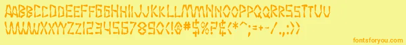 フォントSF Wasabi Condensed Bold – オレンジの文字が黄色の背景にあります。