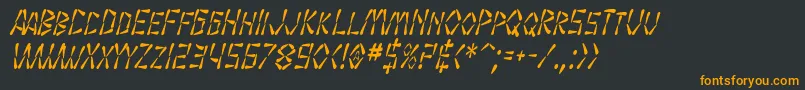 フォントSF Wasabi Condensed Italic – 黒い背景にオレンジの文字