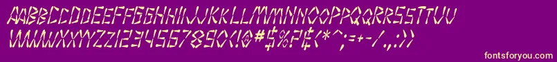 Fonte SF Wasabi Condensed Italic – fontes amarelas em um fundo roxo