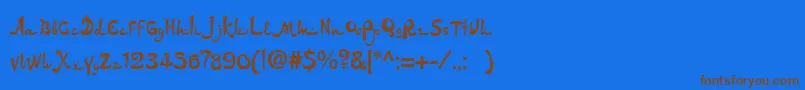 フォントDs – 茶色の文字が青い背景にあります。