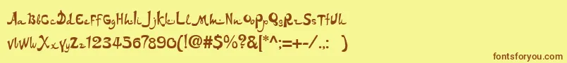 フォントDs – 茶色の文字が黄色の背景にあります。