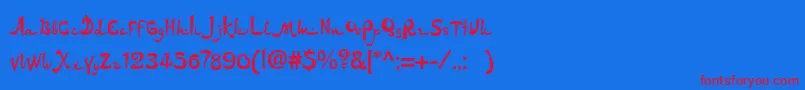 Ds Font – Red Fonts on Blue Background