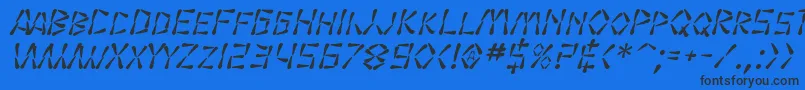 フォントSF Wasabi Italic – 黒い文字の青い背景
