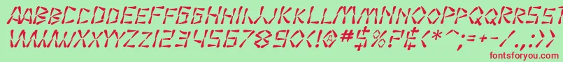 Czcionka SF Wasabi Italic – czerwone czcionki na zielonym tle