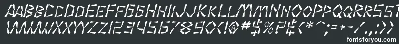 フォントSF Wasabi Italic – 黒い背景に白い文字