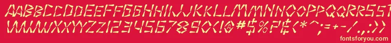 Czcionka SF Wasabi Italic – żółte czcionki na czerwonym tle