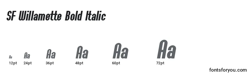Размеры шрифта SF Willamette Bold Italic