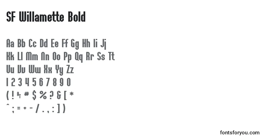 Шрифт SF Willamette Bold – алфавит, цифры, специальные символы