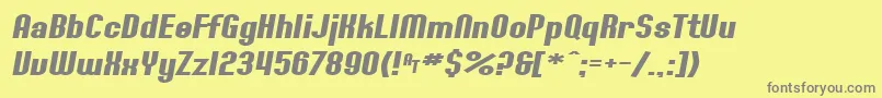 Fonte SF Willamette Extended Bold Italic – fontes cinzas em um fundo amarelo