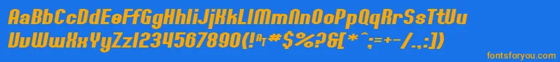 SF Willamette Extended Bold Italic Font – Orange Fonts on Blue Background