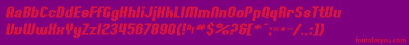 SF Willamette Extended Bold Italic Font – Red Fonts on Purple Background