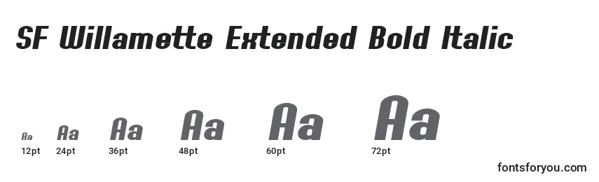Размеры шрифта SF Willamette Extended Bold Italic