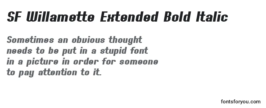 Fuente SF Willamette Extended Bold Italic