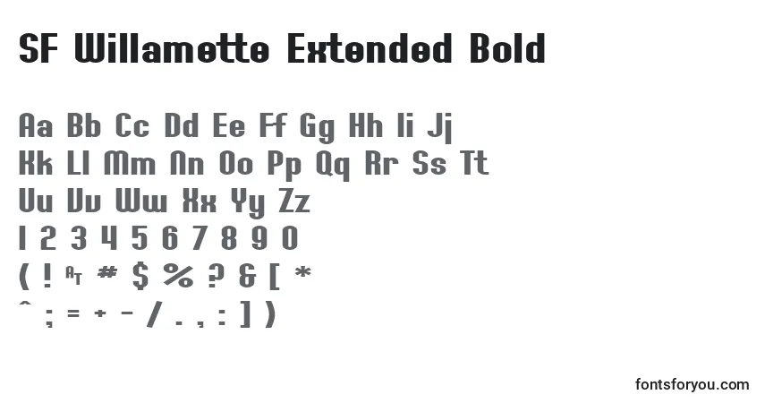 Czcionka SF Willamette Extended Bold – alfabet, cyfry, specjalne znaki
