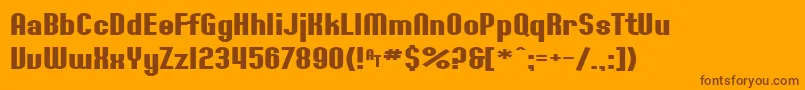 SF Willamette Extended Bold-Schriftart – Braune Schriften auf orangefarbenem Hintergrund