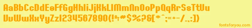 SF Willamette Extended Bold-Schriftart – Orangefarbene Schriften auf gelbem Hintergrund