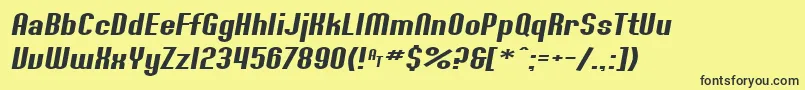 Fonte SF Willamette Extended Italic – fontes pretas em um fundo amarelo