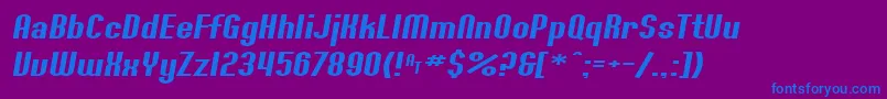 SF Willamette Extended Italic-Schriftart – Blaue Schriften auf violettem Hintergrund