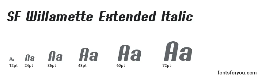 Größen der Schriftart SF Willamette Extended Italic