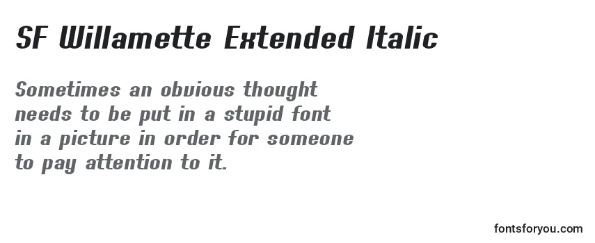 Przegląd czcionki SF Willamette Extended Italic