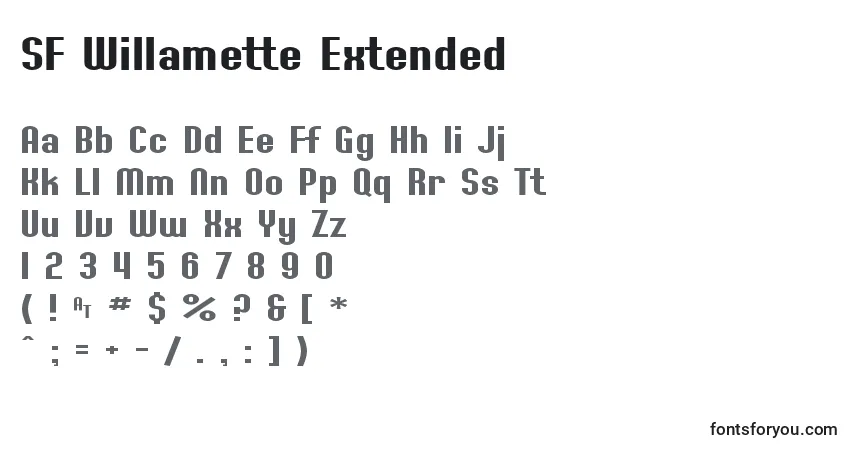 Шрифт SF Willamette Extended – алфавит, цифры, специальные символы