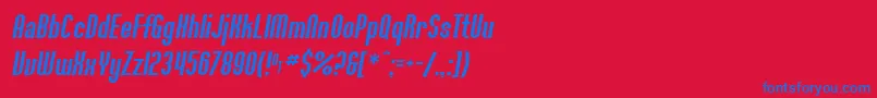 フォントSF Willamette Italic – 赤い背景に青い文字