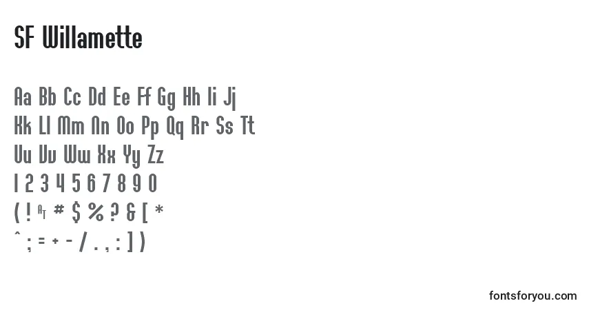Schriftart SF Willamette – Alphabet, Zahlen, spezielle Symbole