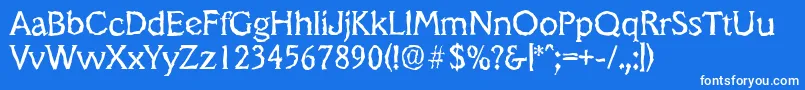 Czcionka VeracruzrandomRegular – białe czcionki na niebieskim tle