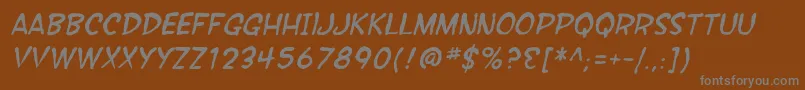 Czcionka SF Wonder Comic Blotch Italic – szare czcionki na brązowym tle