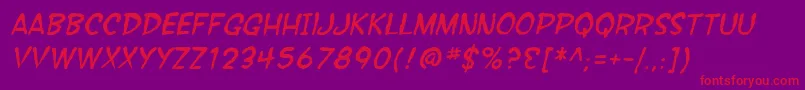 SF Wonder Comic Blotch Italic Font – Red Fonts on Purple Background