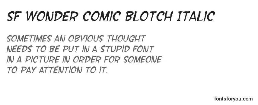 Przegląd czcionki SF Wonder Comic Blotch Italic