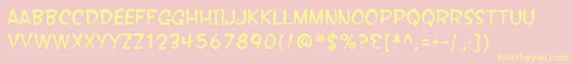 SF Wonder Comic Blotch-Schriftart – Gelbe Schriften auf rosa Hintergrund