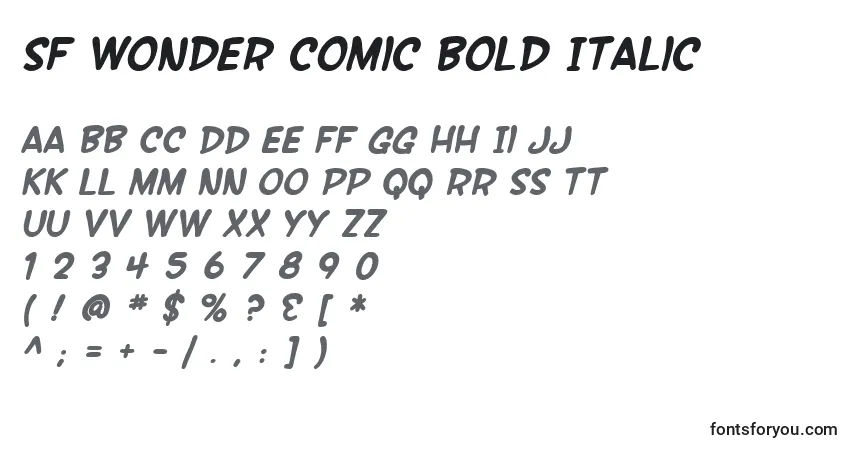 Шрифт SF Wonder Comic Bold Italic – алфавит, цифры, специальные символы
